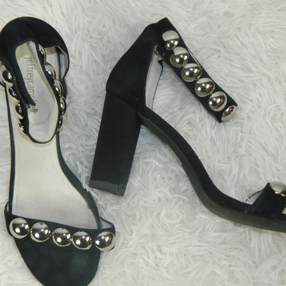 Jeffrey Campbell Black Suede Studded Heels 9.5 - Picture 4 of 8